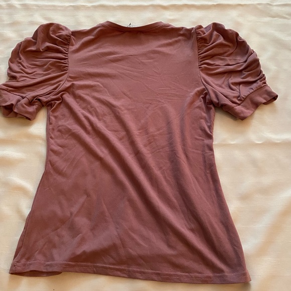2/$10. Lilac short sleeve top with puffed sleeves, Size medium - Picture 2 of 3